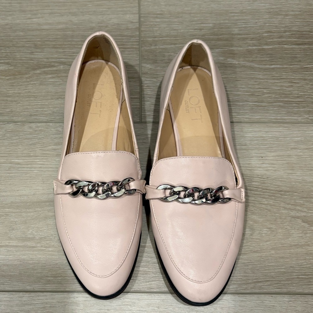 LOFT Blush Chain Detail Loafers